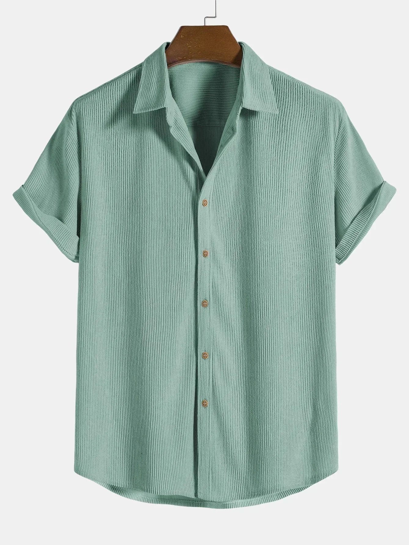 Cordhemd - Button-Up - Kurzarm - Sommerhemd - Herrenhemd-Türlkis-XS-Chaps Herrenmode