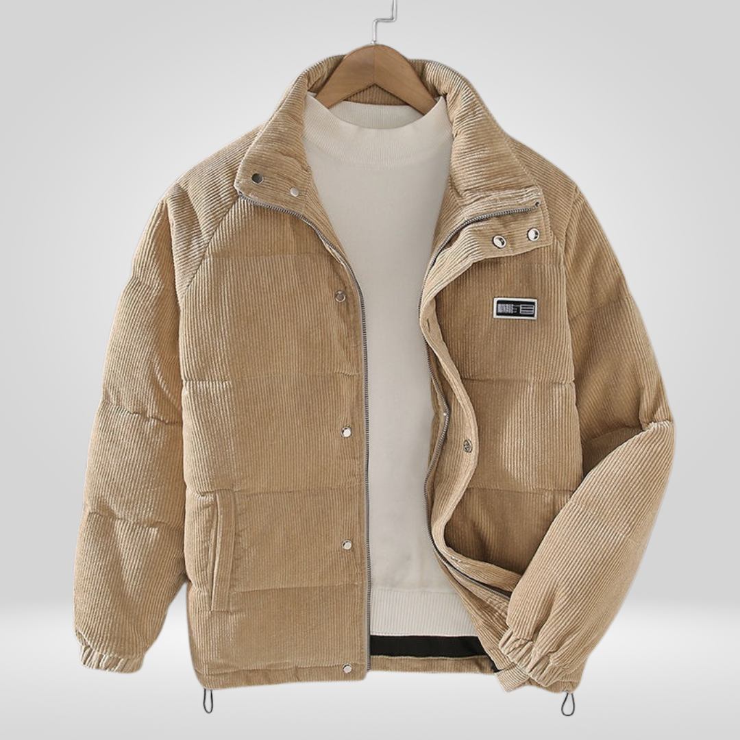 Cordjacke | Gesteppt | Reißverschluss | Daunenjacke | Winterjacke für Männer-Khaki-S-Chaps Herrenmode