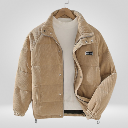 Cordjacke | Gesteppt | Reißverschluss | Daunenjacke | Winterjacke für Männer-Khaki-S-Chaps Herrenmode