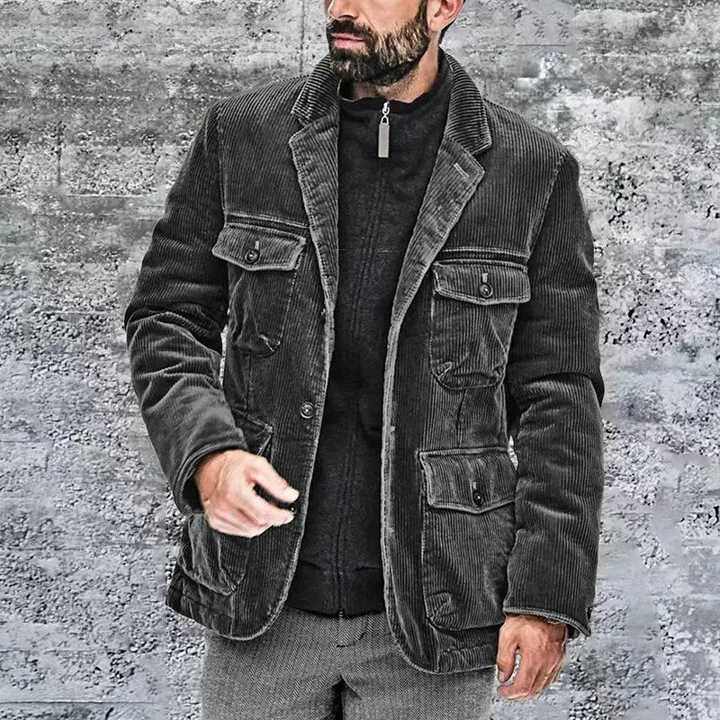 Herren Cargo Jacke mit Taschen und Knopfleiste - BerlinGlamour