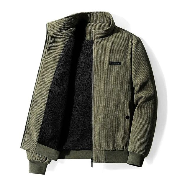 Cordjacke – Winterjacke für Männer mit Fleece-Sherpa-Futter-Grün-S-Chaps Herrenmode