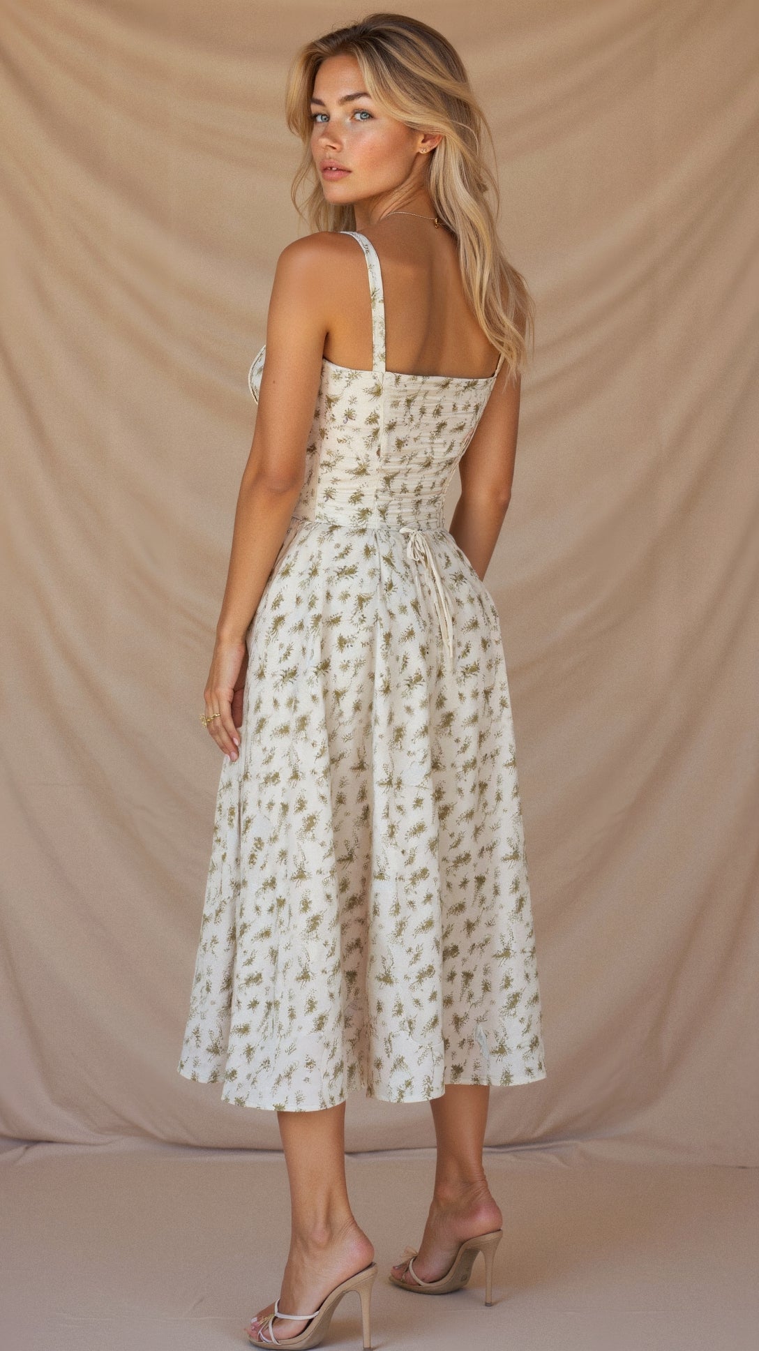Midikleid Damen Korsett Kleid mit fließendem Rock