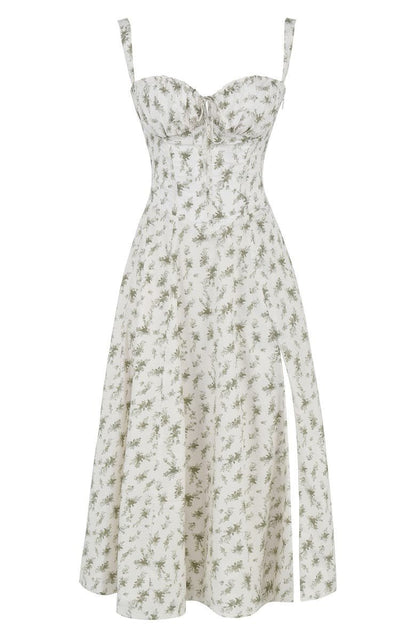 Midikleid Damen Korsett Kleid mit fließendem Rock