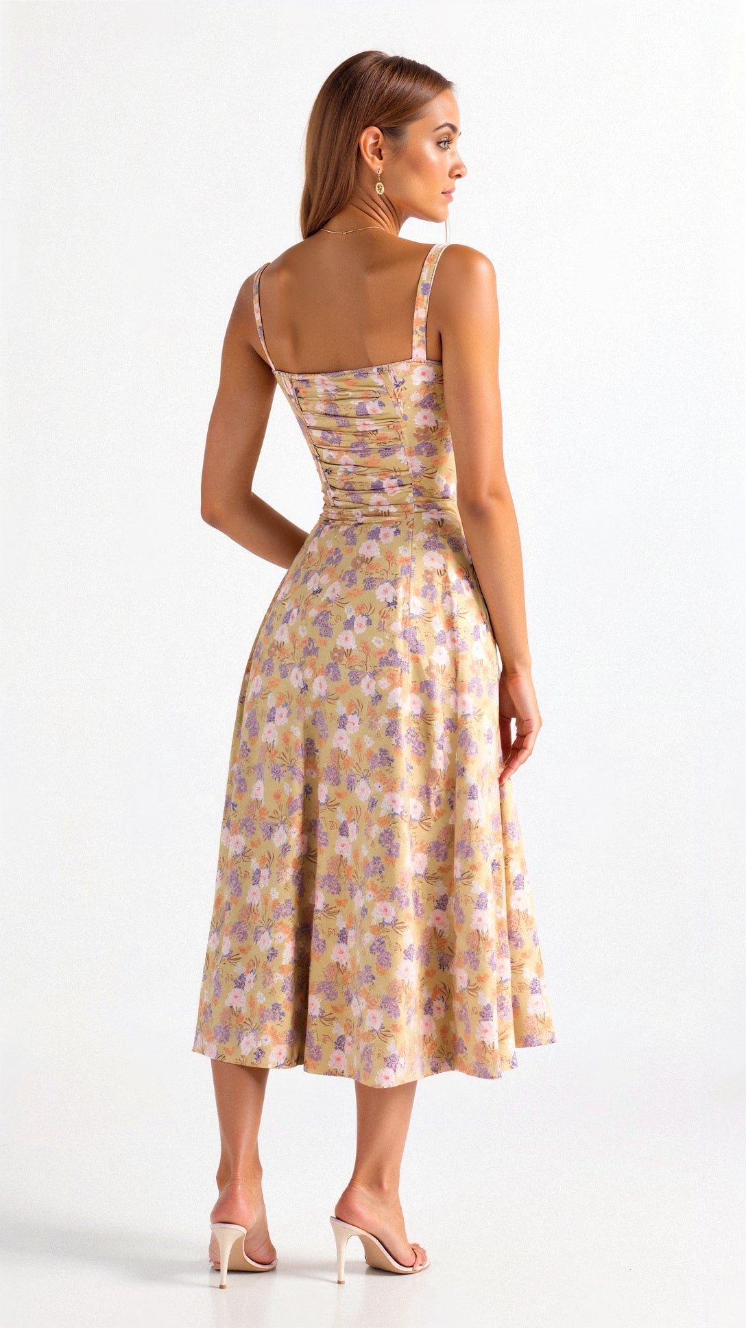 Midikleid Damen Korsett Kleid mit fließendem Rock