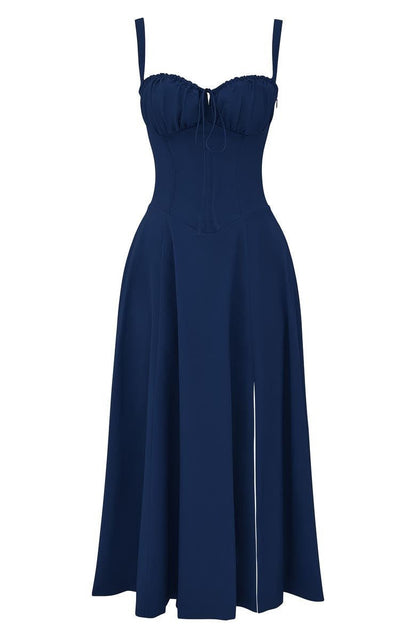 Midikleid Damen Korsett Kleid mit fließendem Rock