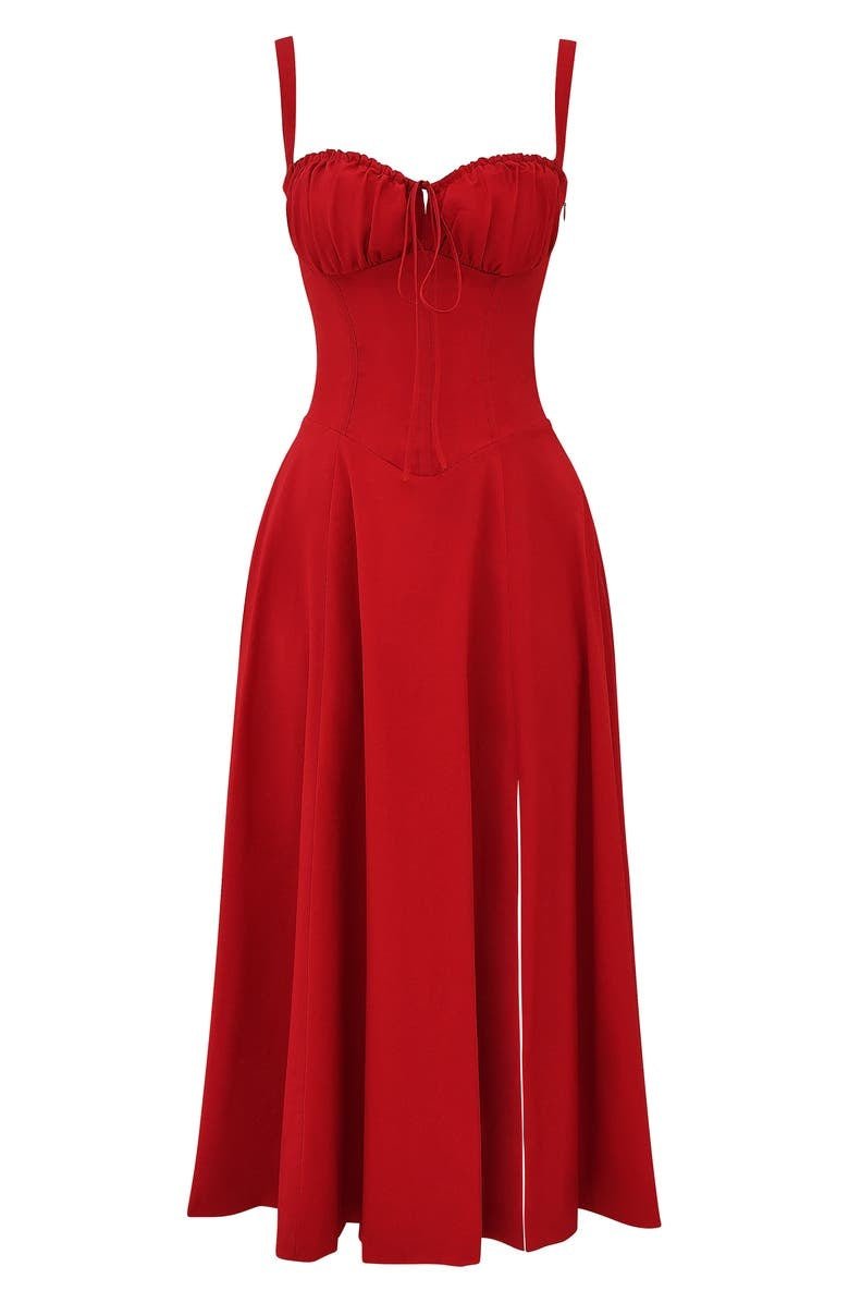 Midikleid Damen Korsett Kleid mit fließendem Rock