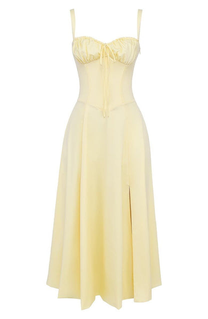 Midikleid Damen Korsett Kleid mit fließendem Rock