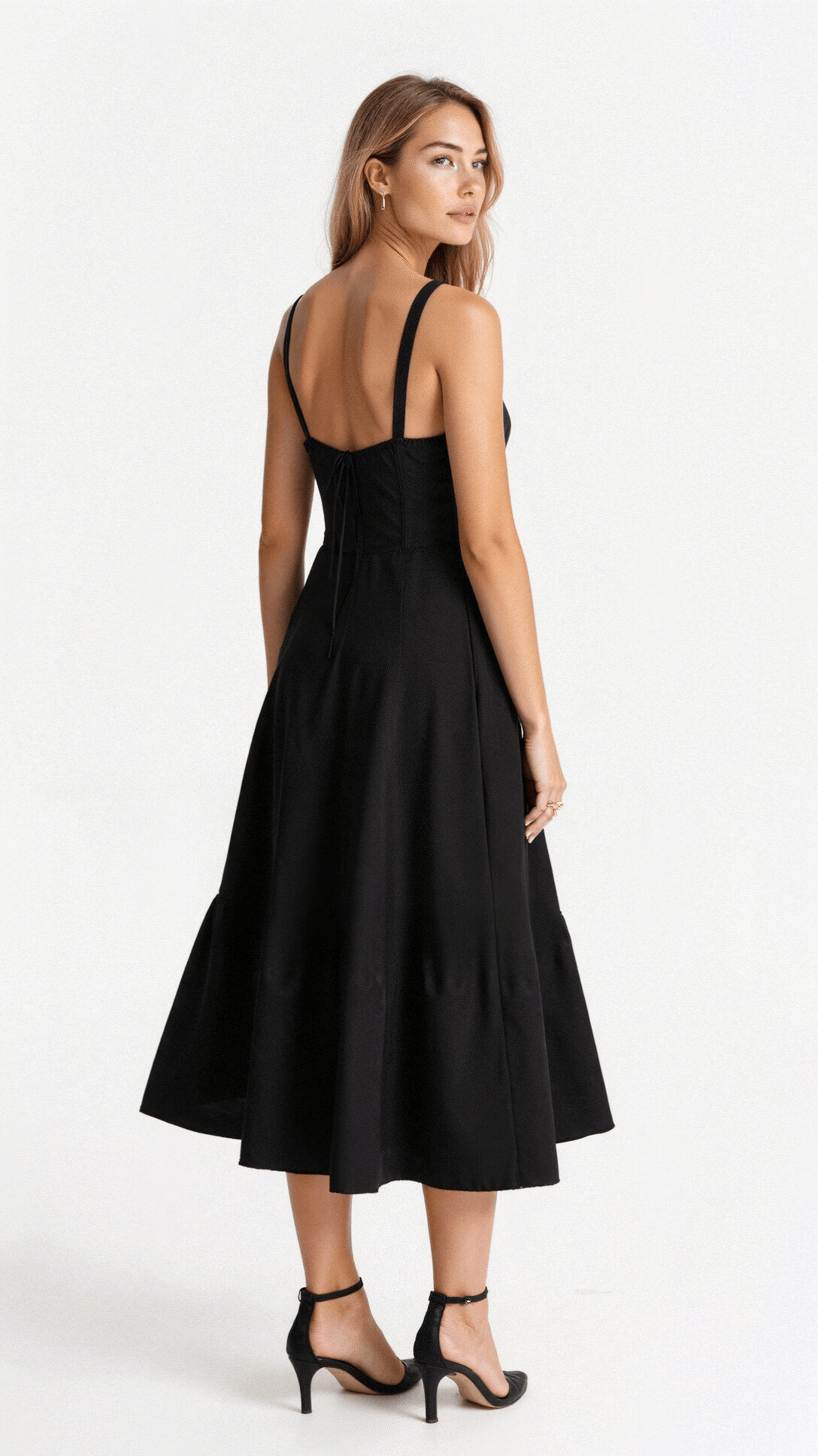 Midikleid Damen Korsett Kleid mit fließendem Rock
