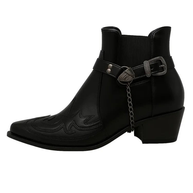 Herren Westernstiefel Spitze Cowboy Stiefel Leder - BerlinGlamour