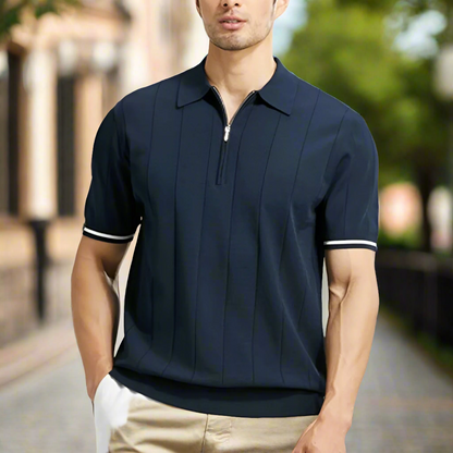 Herren Polo Reißverschluss Klassisch Modern