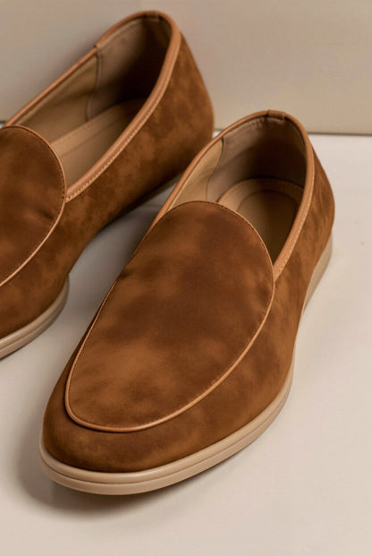 Elegante Braune Lederschuhe Loafer Schlicht