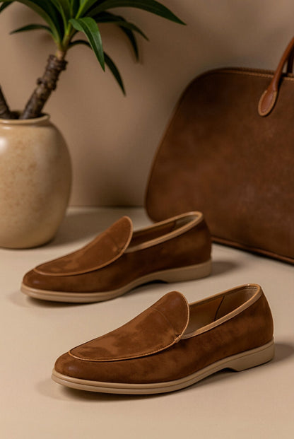 Elegante Braune Lederschuhe Loafer Schlicht