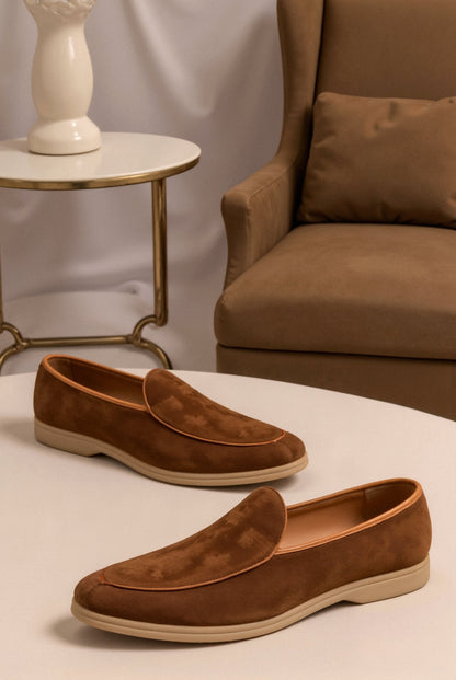 Elegante Braune Lederschuhe Loafer Schlicht
