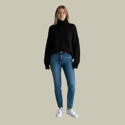 Damen Rollkragenpullover Groß Übergroß Winterwarm