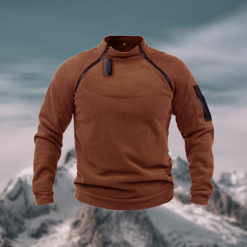 Herren Fleece Pullover Winddicht Taktisch Schwarz