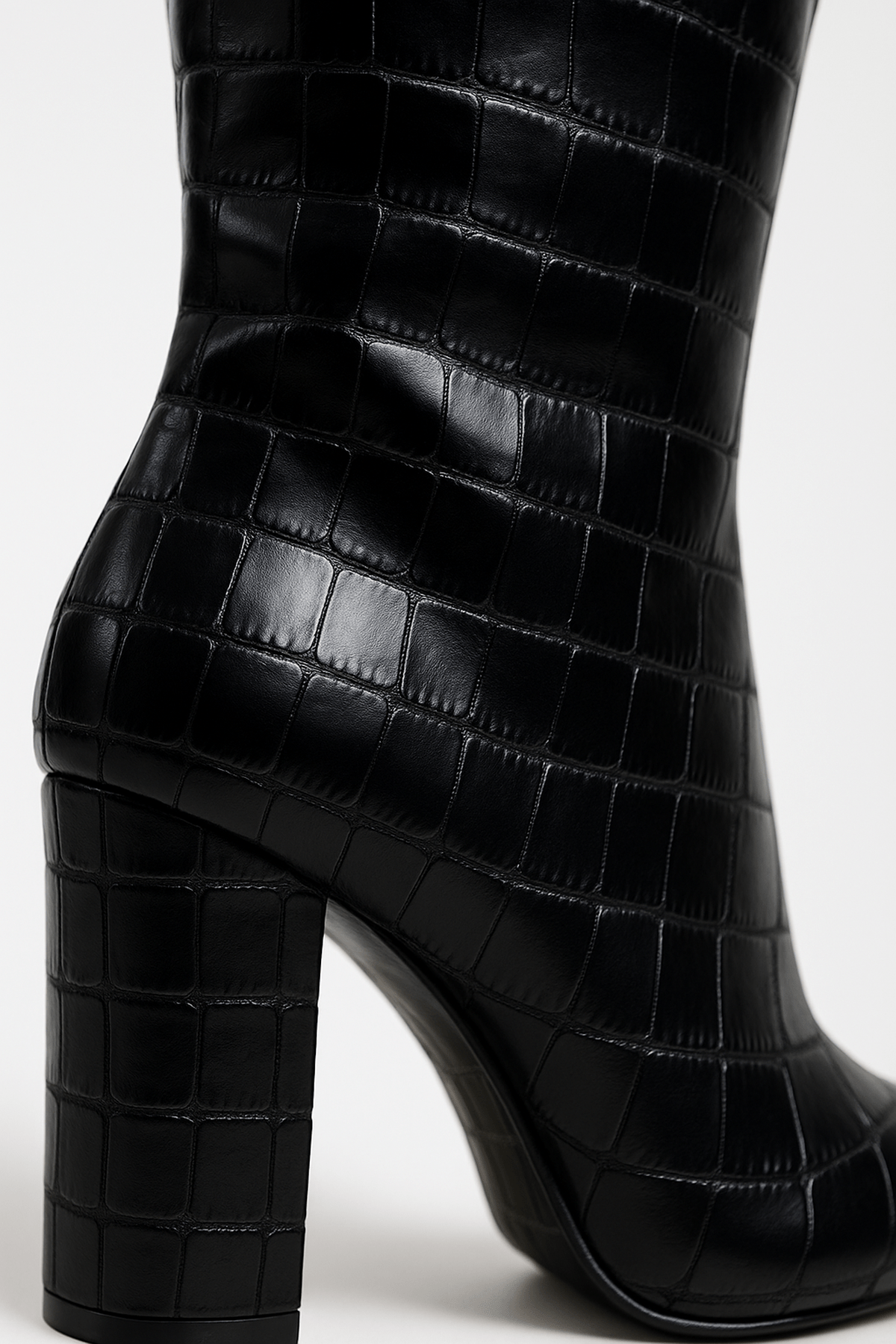 Damen Stiefel Kroko Muster Quadratischer Absatz