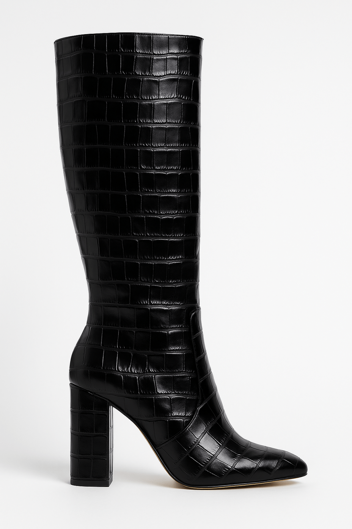Damen Stiefel Kroko Muster Quadratischer Absatz - BerlinGlamour