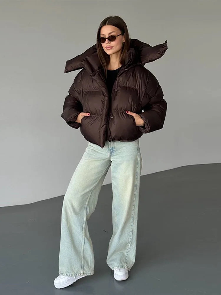 Damen Pufferjacke Kapuzen Winter Cropped Warm - BerlinGlamour