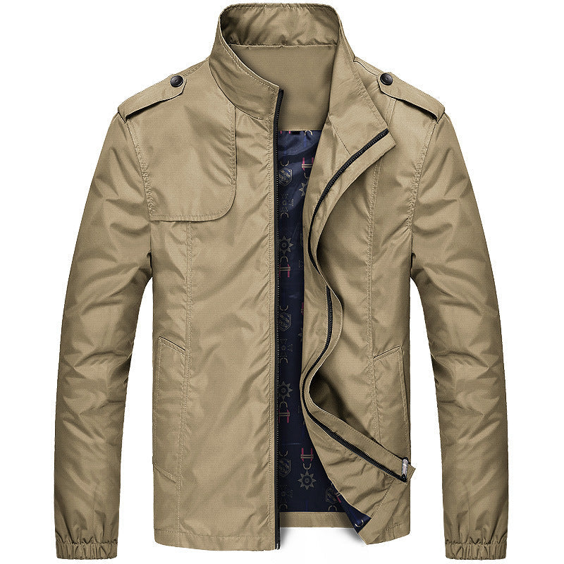 Männer Zip Up Jacke Stehkragen Schlicht Elegannt