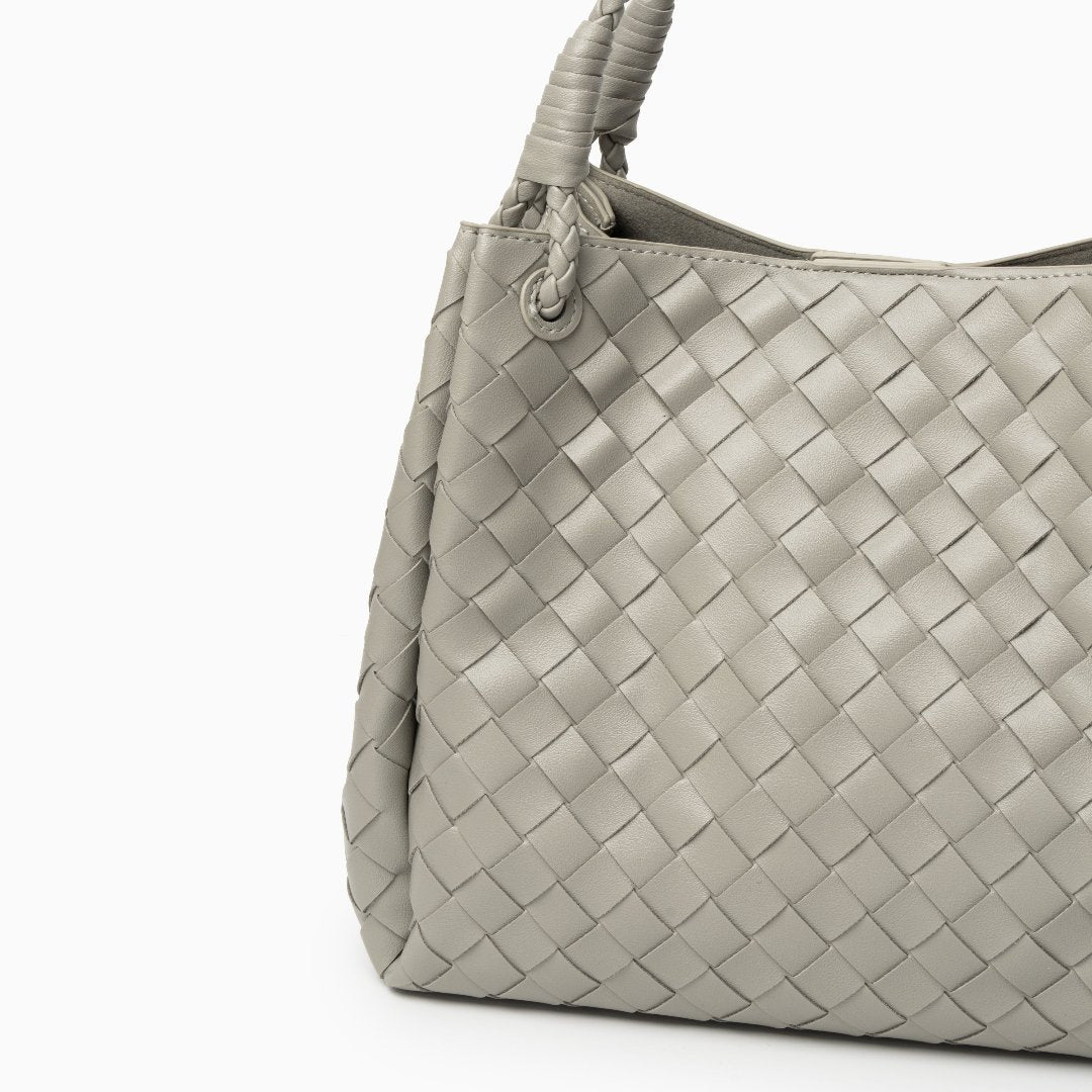 Vegane Damenhandtasche Schwarz Geflochten mit Schulterriemen