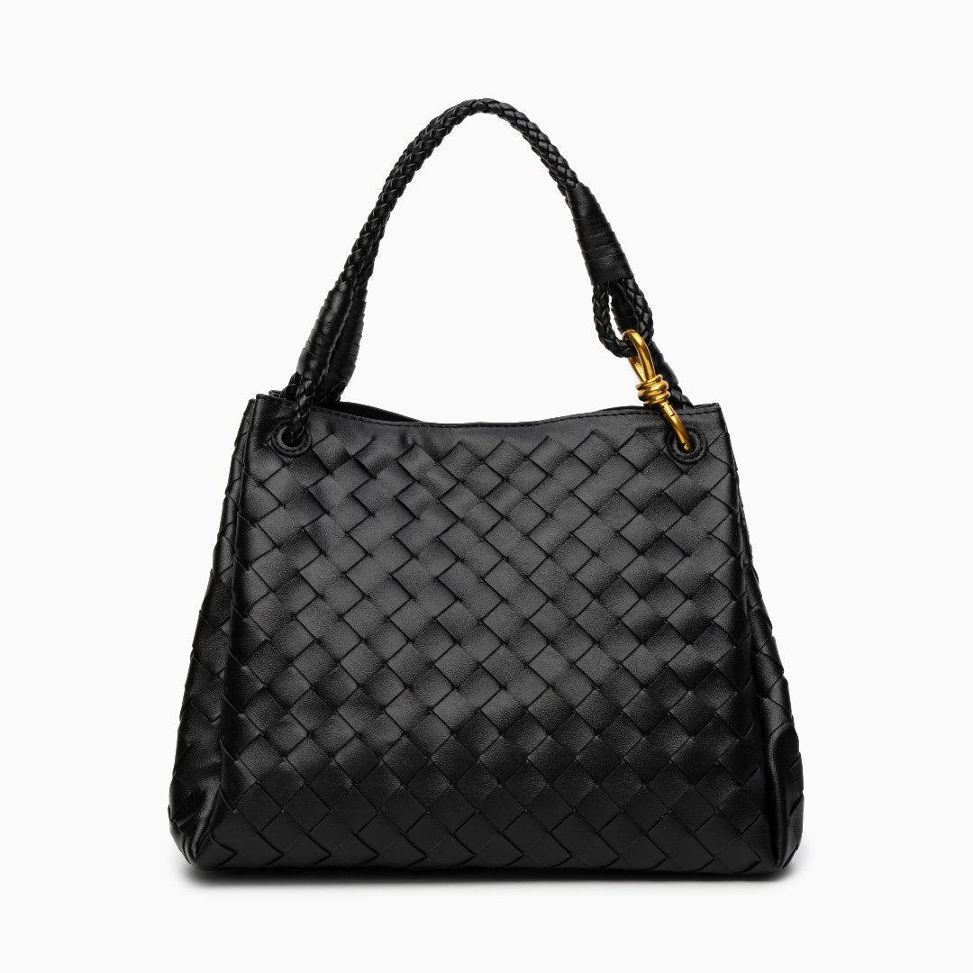 Vegane Damenhandtasche Schwarz Geflochten mit Schulterriemen - BerlinGlamour