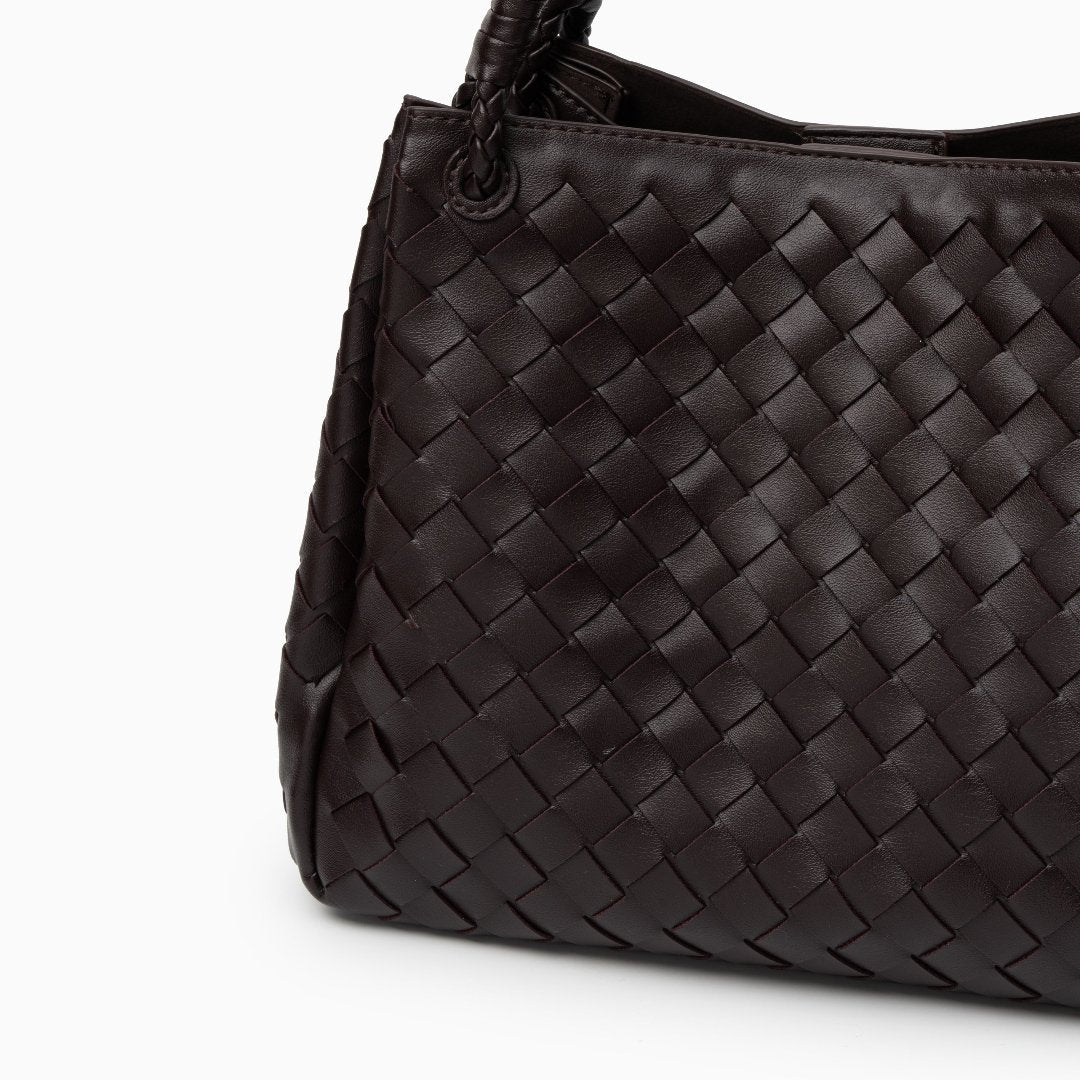 Vegane Damenhandtasche Schwarz Geflochten mit Schulterriemen