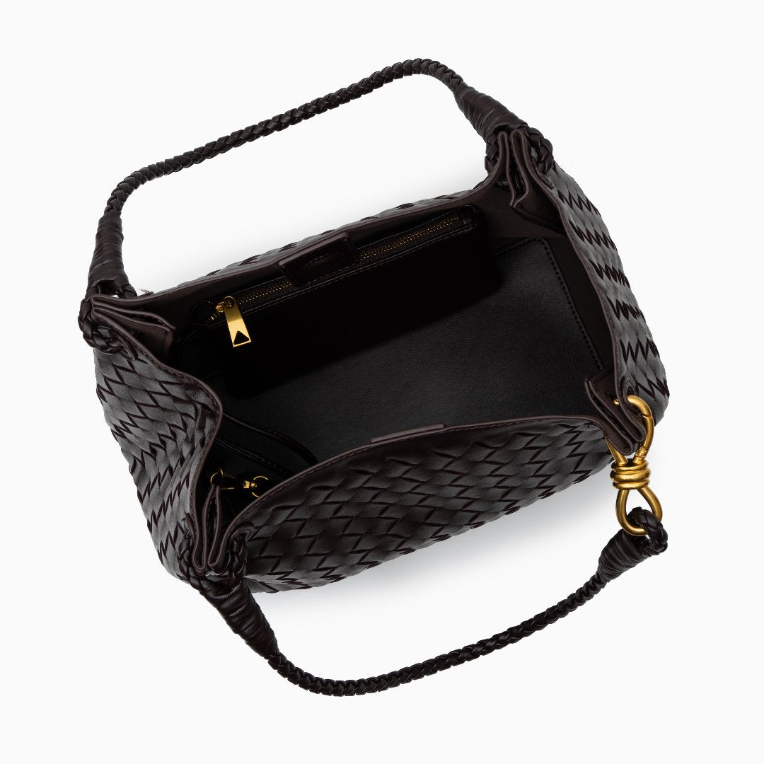 Vegane Damenhandtasche Schwarz Geflochten mit Schulterriemen