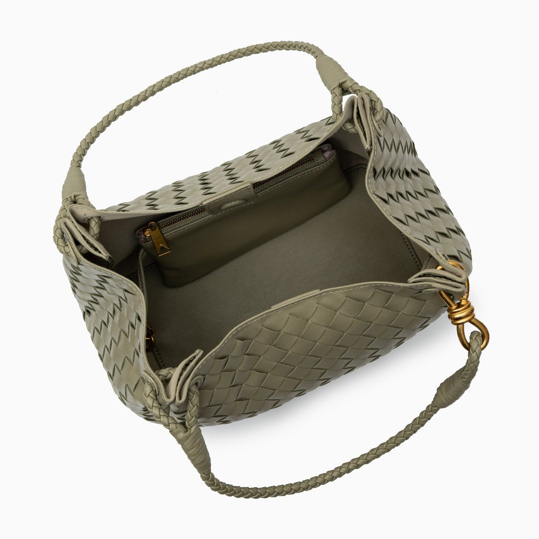 Vegane Damenhandtasche Schwarz Geflochten mit Schulterriemen