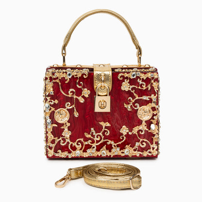 Himmelblaue Clutch Abendtasche mit Golddekor Luxus Design