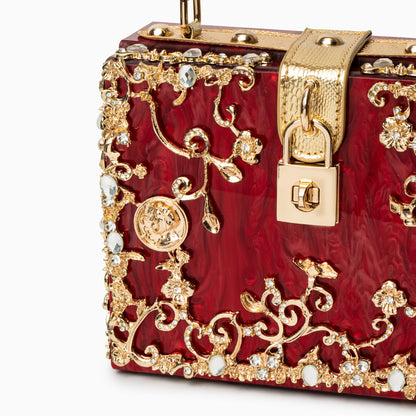 Himmelblaue Clutch Abendtasche mit Golddekor Luxus Design