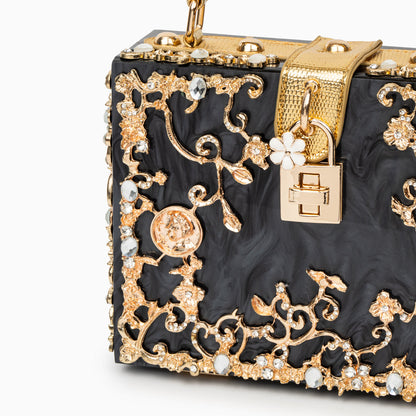 Himmelblaue Clutch Abendtasche mit Golddekor Luxus Design