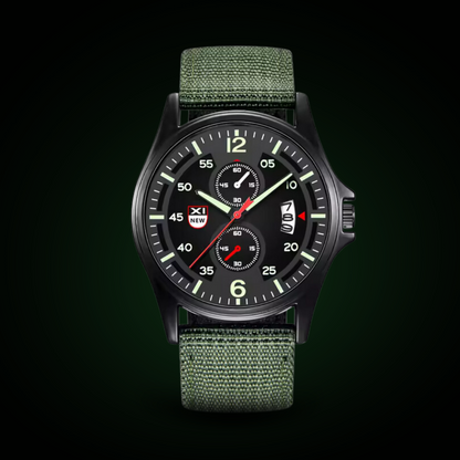 Herrenuhr Militärstil Quarz Sportuhr Schwarz