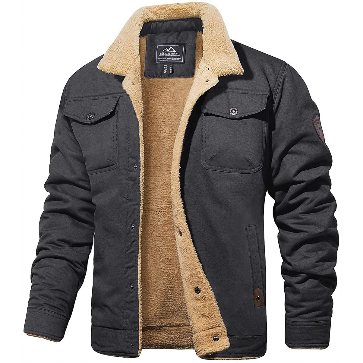 Herren Fleecejacke Warm Knopfleiste Winter