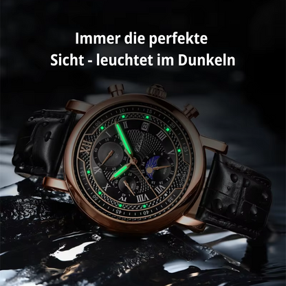 Herrenuhr Lederarmband Elegante Quarzuhr Schwarz