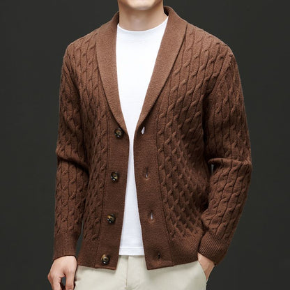 Herren Strickjacke Klassisch mit Knöpfen Braun