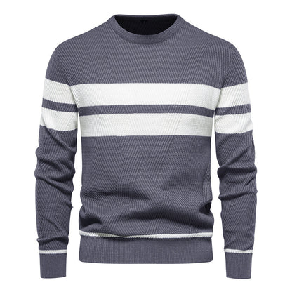 Herren Pullover Streifen Rundhals Klassisch