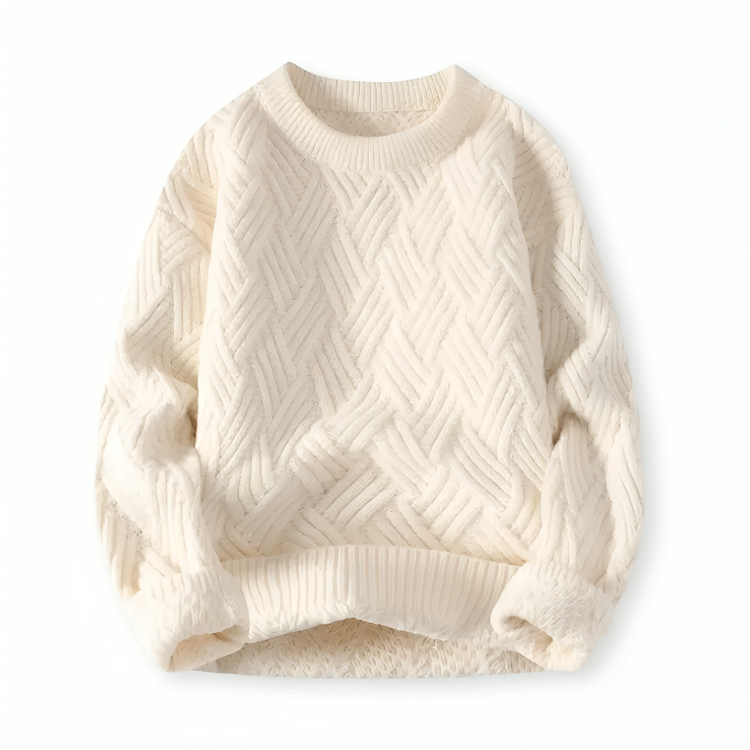Herren Pullover Wollmischung Klassisch Warm Zopfmuster
