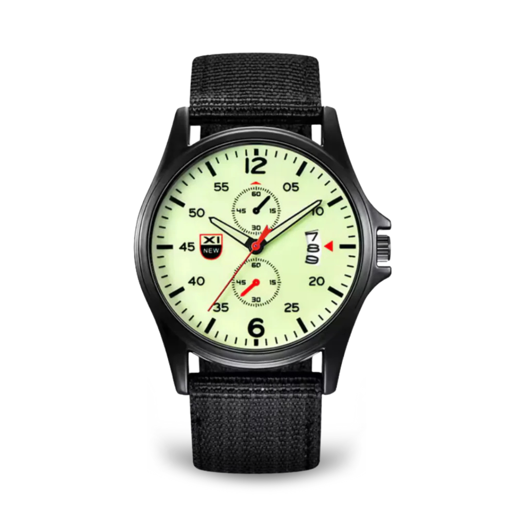 Herrenuhr Militärstil Quarz Sportuhr Schwarz