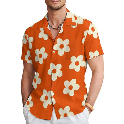 Herren Freizeithemd Blumenmuster Sommer