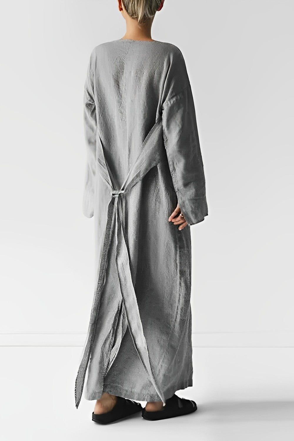 Leinen Maxikleid Wickelkleid Sommer