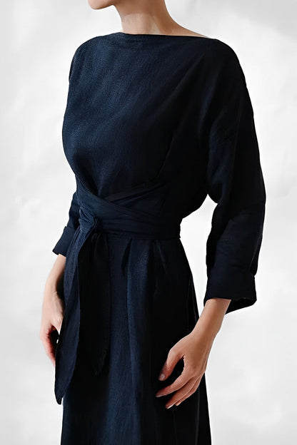 Leinen Maxikleid Wickelkleid Sommer