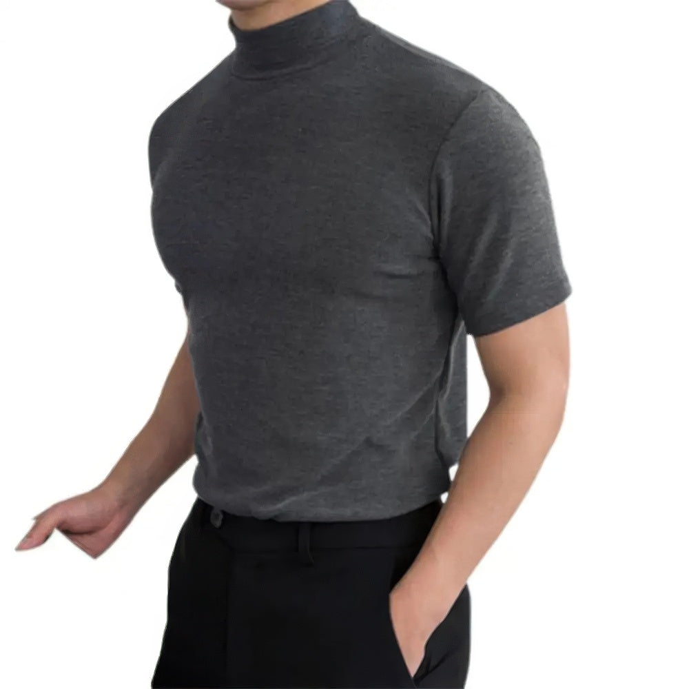 Herren Kurzarmshirt Atmungsaktiv Rollkragen Leicht