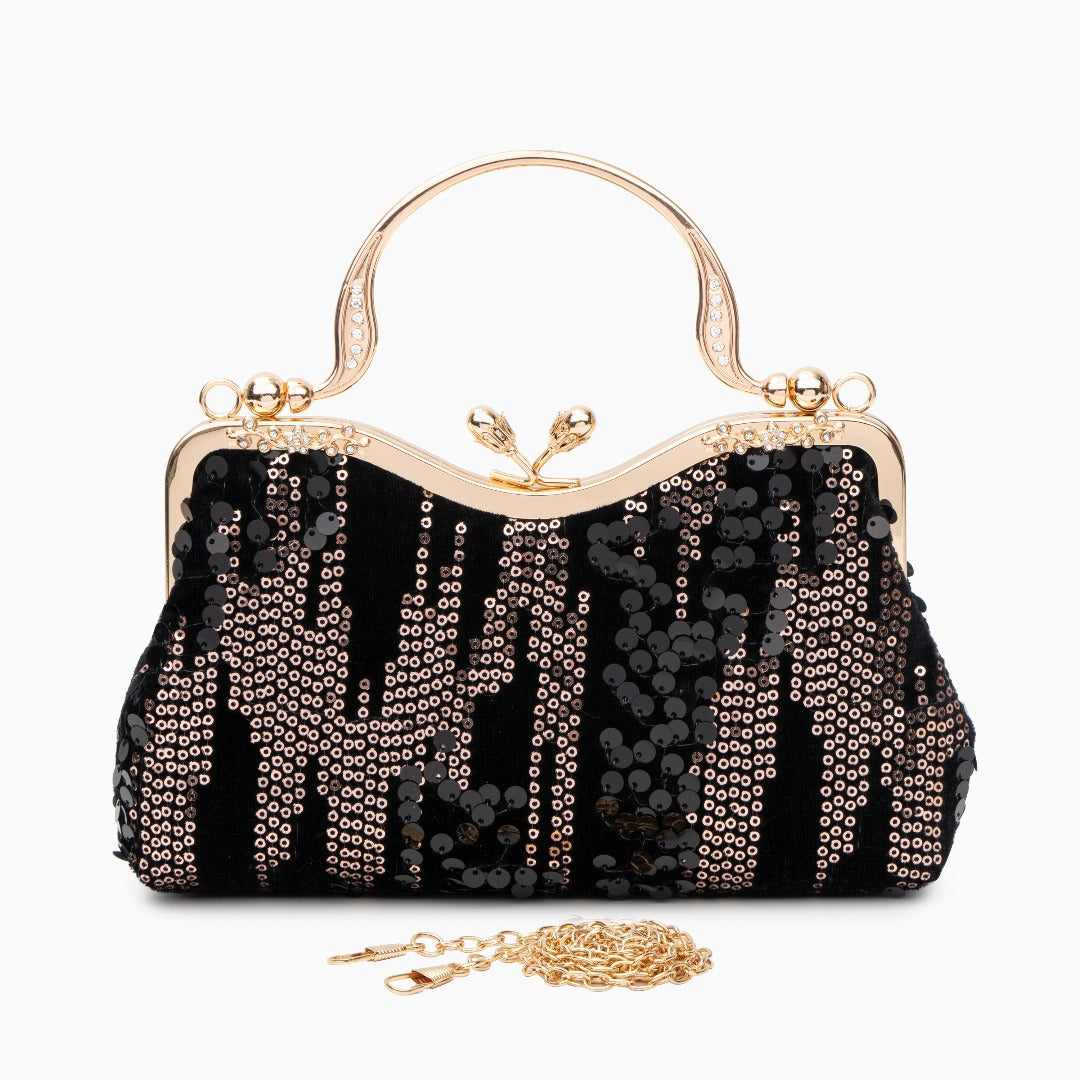 Elegante Abendtasche Navyblau mit Pailletten