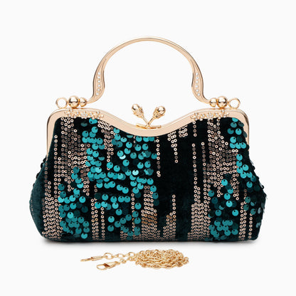 Elegante Abendtasche Navyblau mit Pailletten