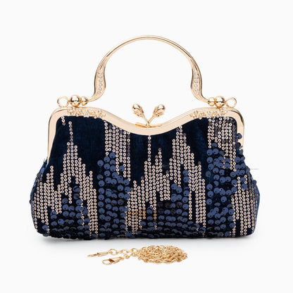 Elegante Abendtasche Navyblau mit Pailletten
