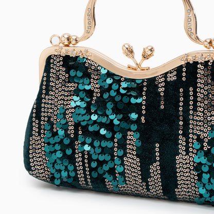 Elegante Abendtasche Navyblau mit Pailletten