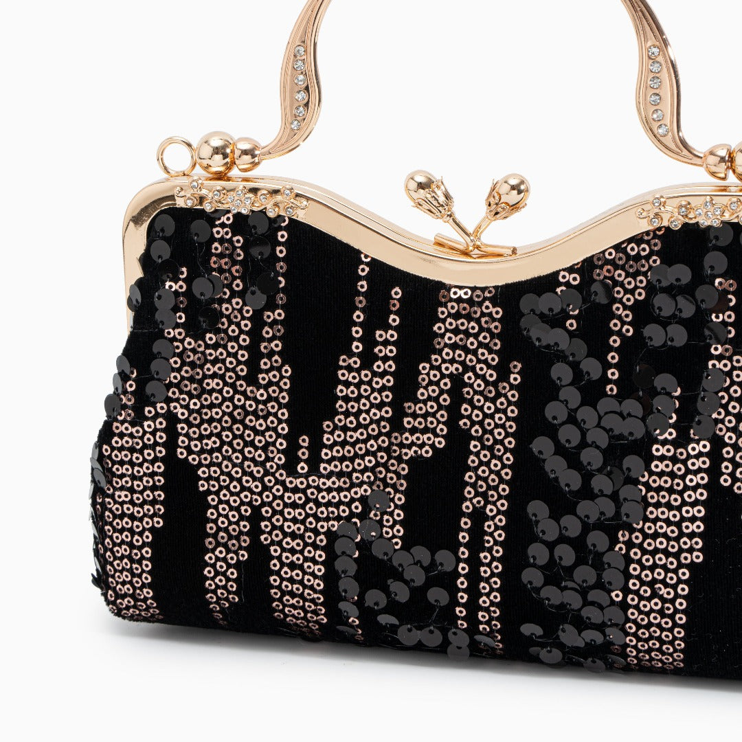 Elegante Abendtasche Navyblau mit Pailletten