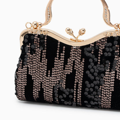Elegante Abendtasche Navyblau mit Pailletten