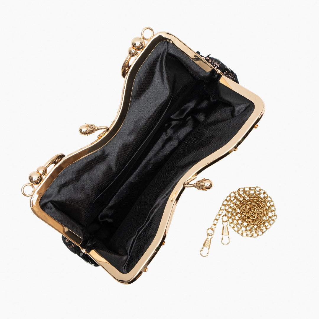 Elegante Abendtasche Navyblau mit Pailletten