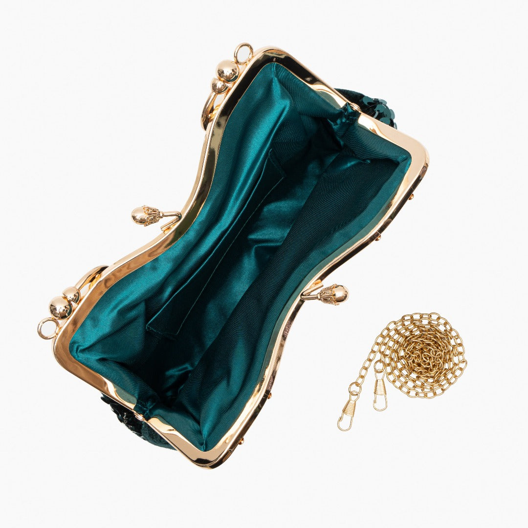 Elegante Abendtasche Navyblau mit Pailletten